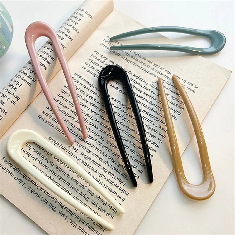 Fashion U Shape Hair Sticks Fork Hairpin Elegant Women Metal Hair Clip Pins Girls Hairpins Hair Bun Maker Headwear Accessories