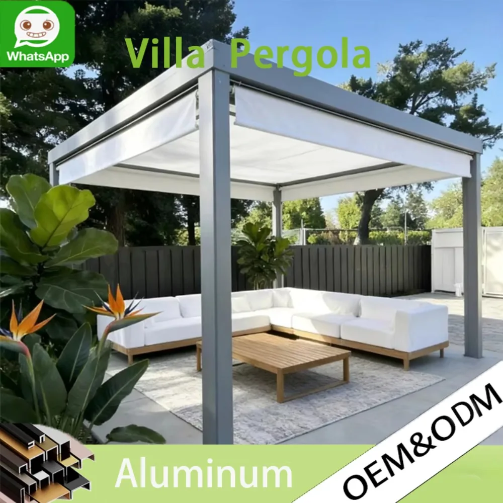 

Waterproof Windproof Aluminum Gazebo with Remote Louvered Roof, Outdoor BBQ Grill Canopy Shelter Garden Backyard Patio Pergola