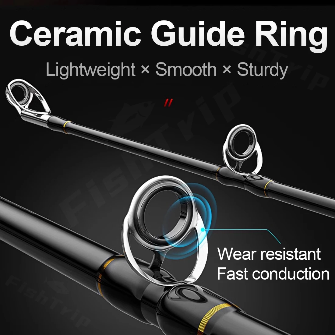 FishTrip 10Pcs~48Pcs Fishing Rod Guide Ring Eyes Repair Kit Ceramic Ring Black Smooth Wear Resistant view 4