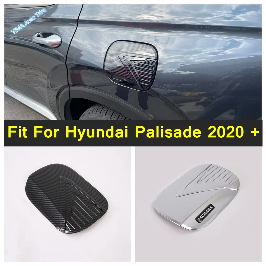 

Chrome Car Body Gas Cap Fuel Tank Protection Cover Trim Fit For Hyundai Palisade 2020 2021 Carbon Fiber Modification Accessories