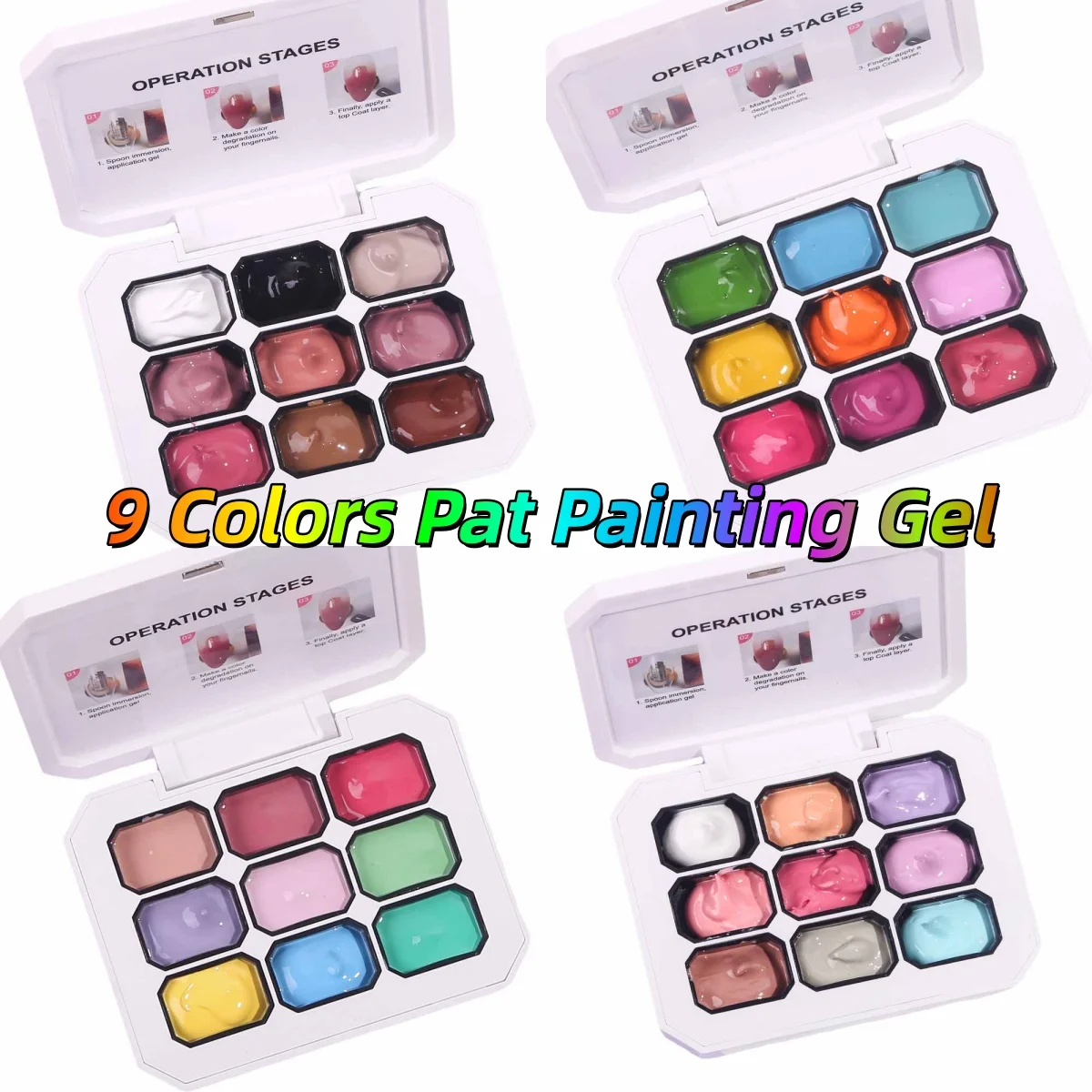 

9Colors/Box Patting Painting Nail Gel Polish Blooming Transfer Design UV LED Soak Off Gel Varnish Gradient Pat Gel Nail Palette*