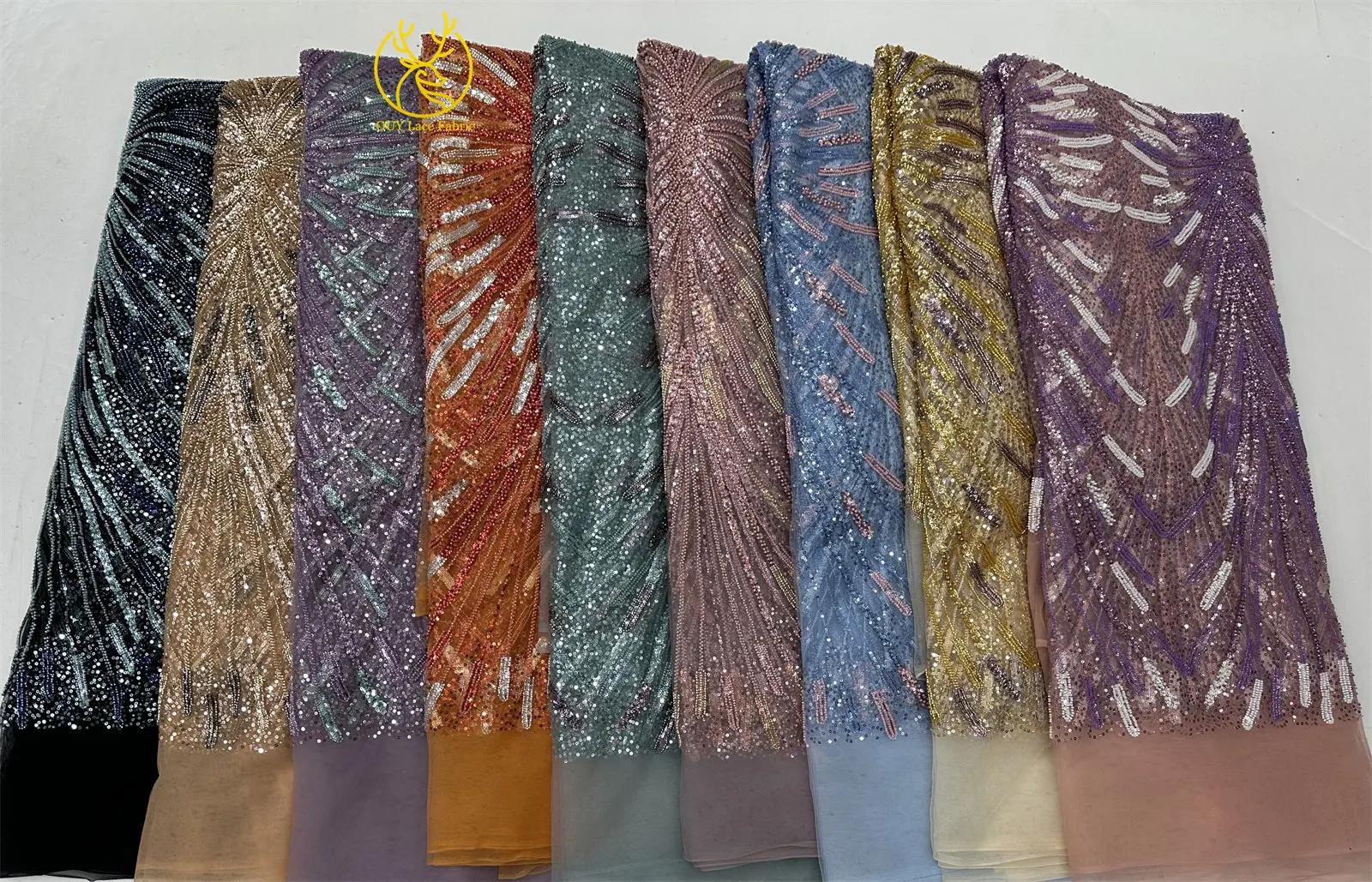 ファッションアフリカビーズレース生地スパンコールチュールメッシュ刺繍レース結婚式ブライダル生地高品質レースドレス