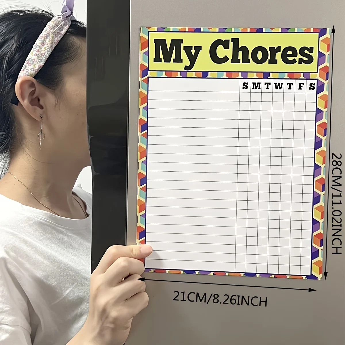 Magnetic Weekly Chore Chart, Reusable Dry Erase Fridge Task Tracker, Household Planner Board for Home Organization