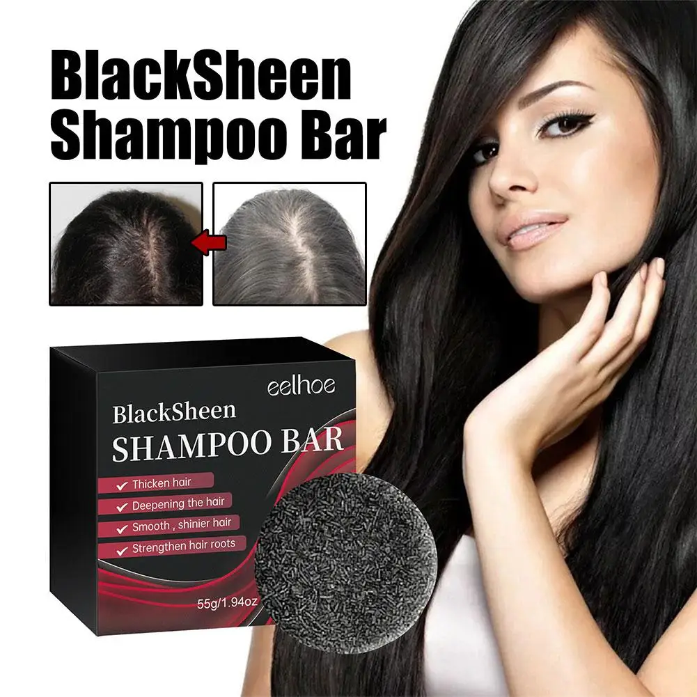 55G Haar Verduistering Shampoo Effen Zwarte Shampoo Herstellen Haarkleur Anti Haarverlies Diep Schone Zeep Bevorderen Sterk