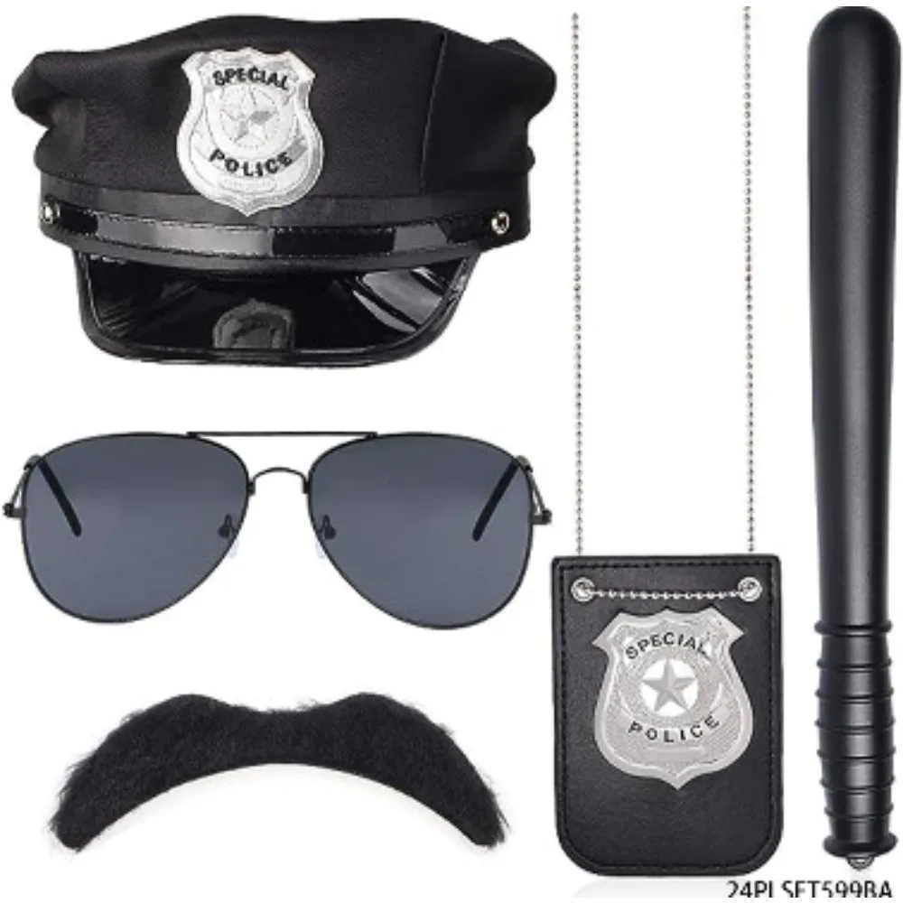 Halloween Costume Accessories Police Cap Badge Necklace Beard Stage Performance Props Suit Cosplay Clothing Accessories