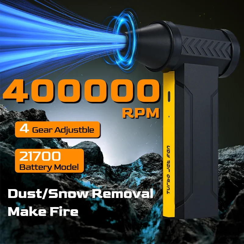

Portable Turbo Jet Fan, 4-Speed Cordless Air Duster USB-C Rechargeable | Cooling Handheld Turbo Jet Blower for Dust, Snow,