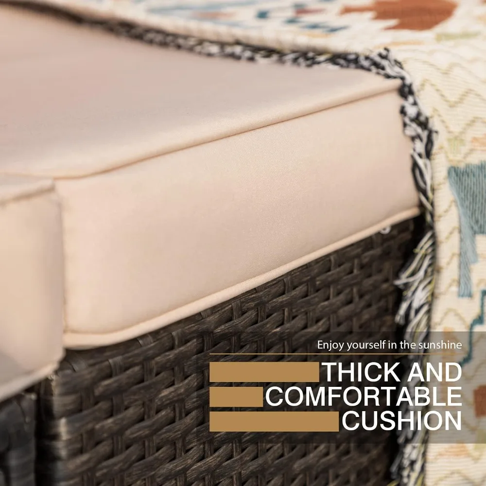 Set Furnitur Teras Luar Ruangan 2 Bagian, Sofa Seksional Loveseat Rotan PE Tahan Cuaca dengan Bantal untuk Halaman