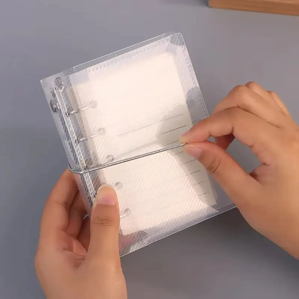 

New 1Pcs M5 A7 A6 Diagonal PP Three Fold PP Loose Leaf Notebook Cover Mini Portable Sticker Small Card Photo Storage Ledger