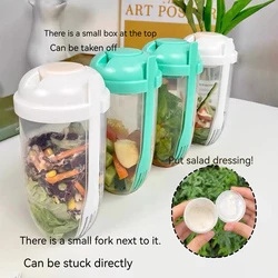 3In1 Portable Salad Cup Breakfast Salad Bowl Fork School Lunch Box Food Storage Bento Box Yogurt Oatmeal Cereal Milk Cup Fitness