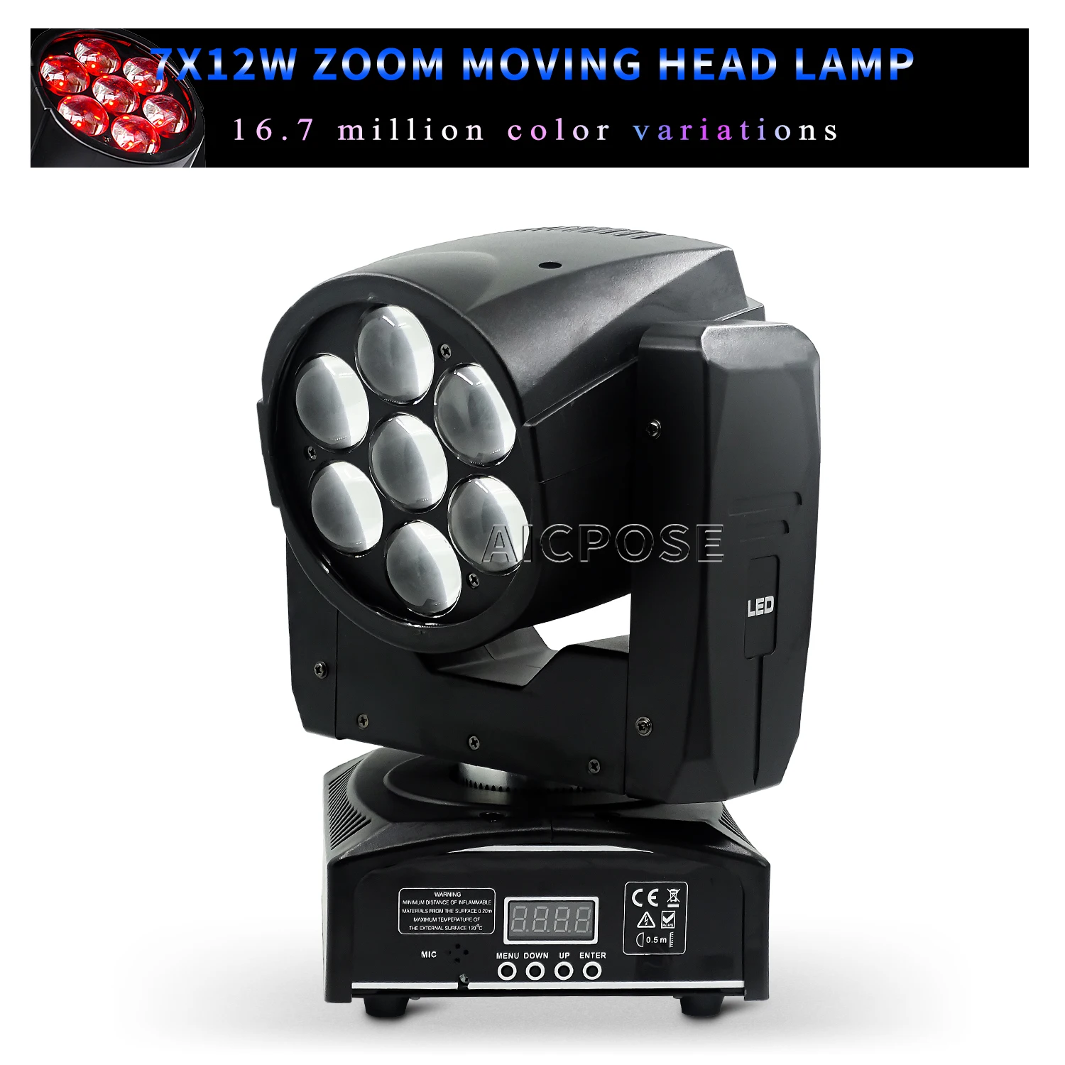 

7x12W RGBW 4 in 1 LED Zoom Moving Head Light DMX512 Control Professional Stage Lighting Party Wedding DJ Disco Equipment