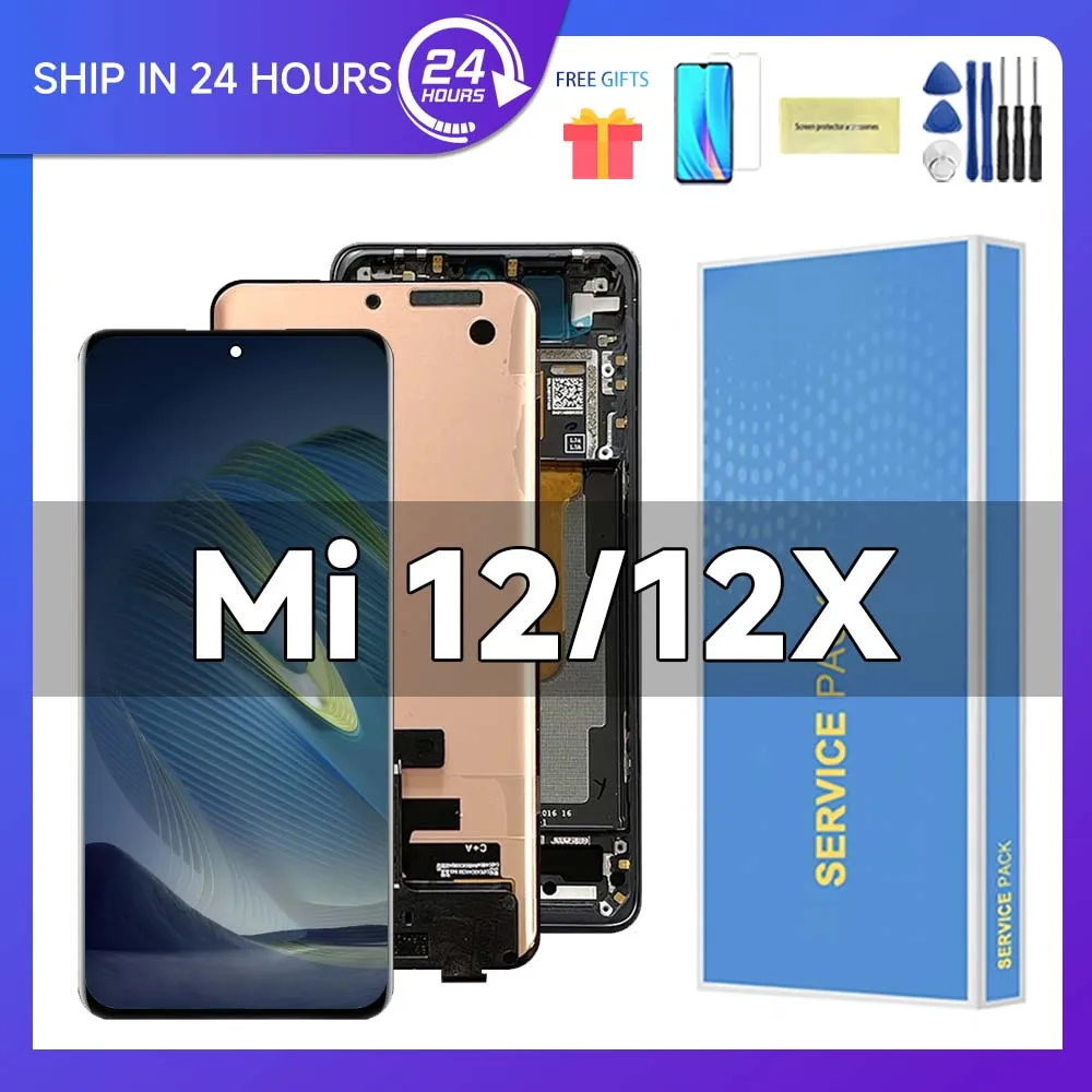 100% Original For Xiaomi mi 12 LCD Display Screen Touch Panel Digitizer Assembly Replacement For Xiaomi mi 12X Screen With Frame