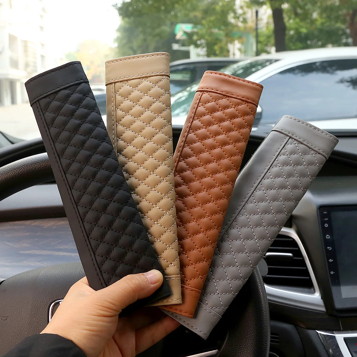 

2pcs Leather Car Seat Belt Shoulder Pad Universal Soft Safety Belt Cover Protector Cushion Sleeve Interior Styling Accessories