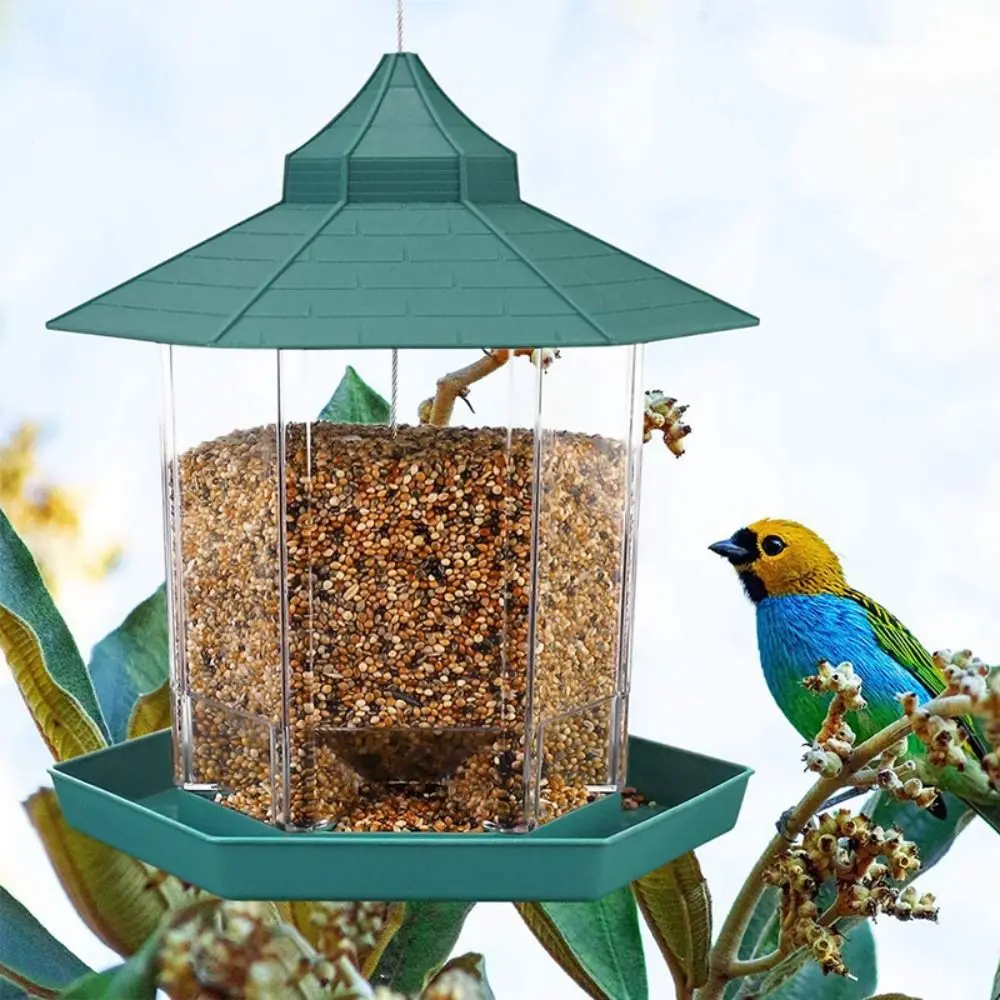 Comedero Hexagonal para Pájaros Silvestres, Decoración para Jardín, Comedero Colgante para Pájaros, Soporte para Colgar, Alimentador de Aves