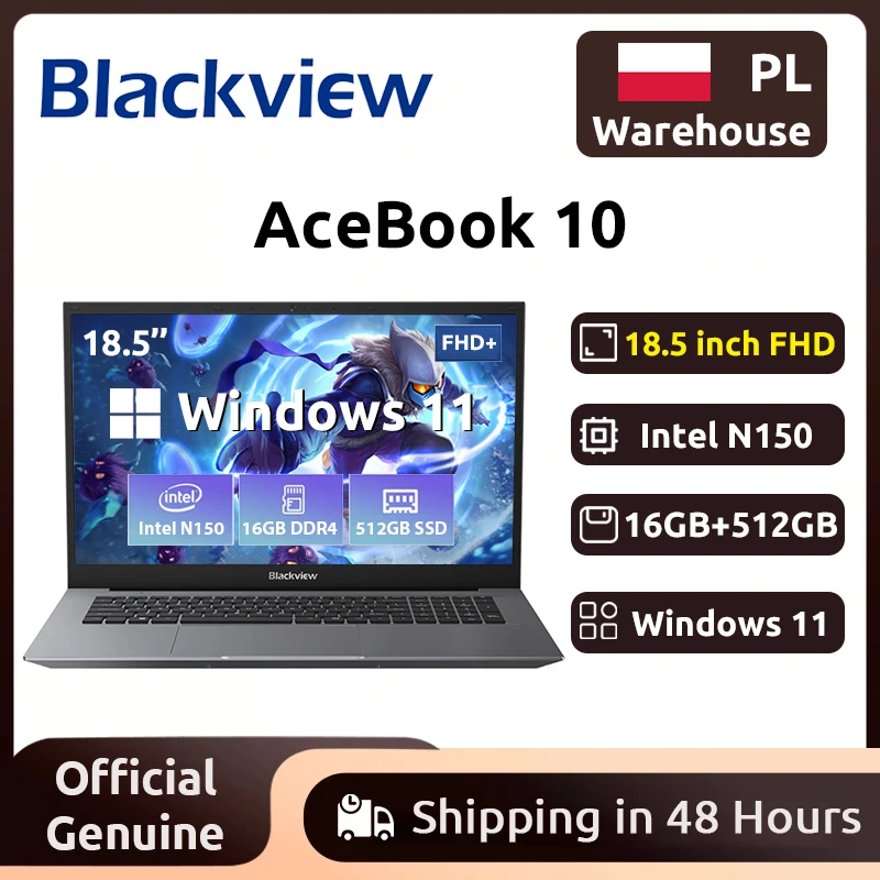 Blackview ACEBOOK 10 Computer portatile 18.5" FHD 8000mAh Intel N150 Windows 11 16GB RAM 512GB BT5.2 WiFi 6 Notebook desktop