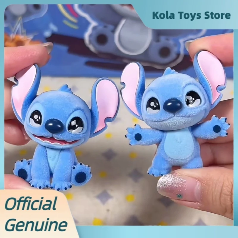 Mini caja ciega de la serie esponjosa de Stitch, figura flocada, lindo cachorro de humor, modelo de figura de Anime, muñecas, caja misteriosa, juguetes para coleccionar, regalo