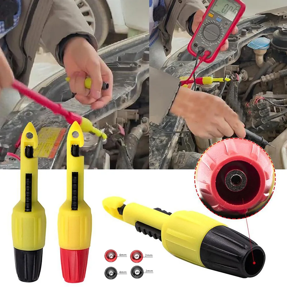 2Pcs Insulation Wire Piercing Puncture Probe Test Hook Clip with 2mm/4mm Socket Automotive Car Repair Tools