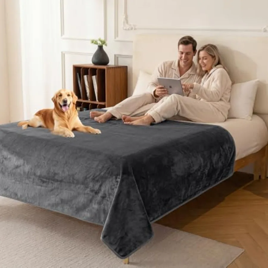 Waterproof Blanket for Bed Intimacy, Reversible and Leakproof Throw Blanket for Adults, Soft Flannel Bed Blanket for Couch, Pet view 4