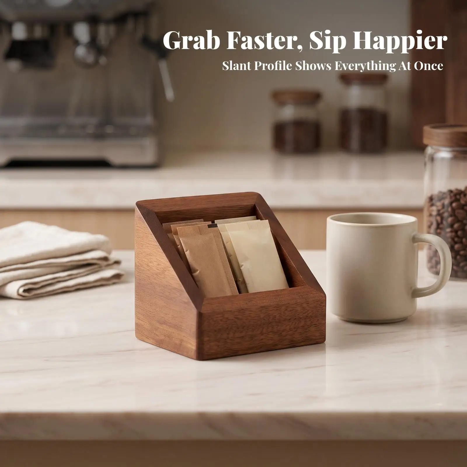 Wenge Wood Desktop Storage Organizer for Desk Accessories and Small Essentials with Slanted Open Top Design view 5