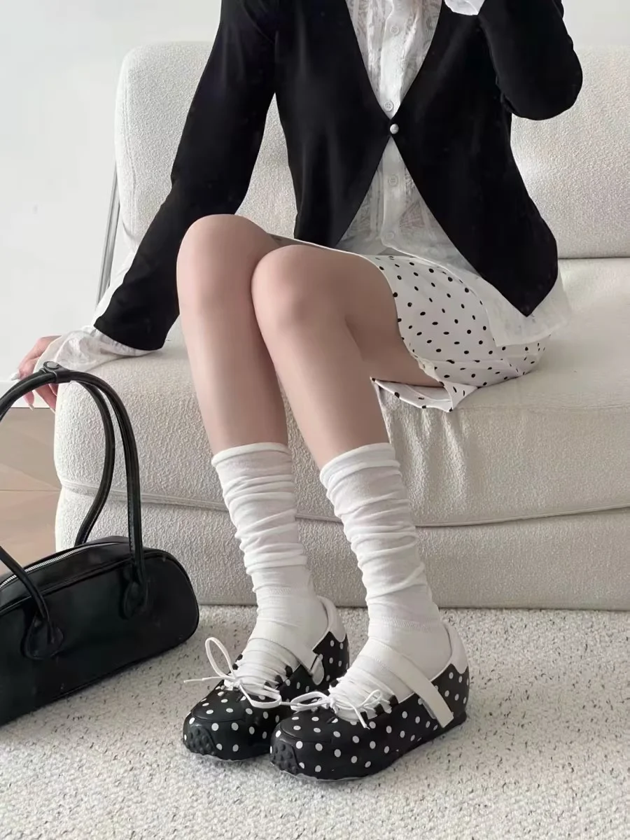 1/3 Paires de chaussettes pour femme, couleur unie, printemps automne, style coréen tendance, minimalistes, à bord bouffant, style ballet, décontractées