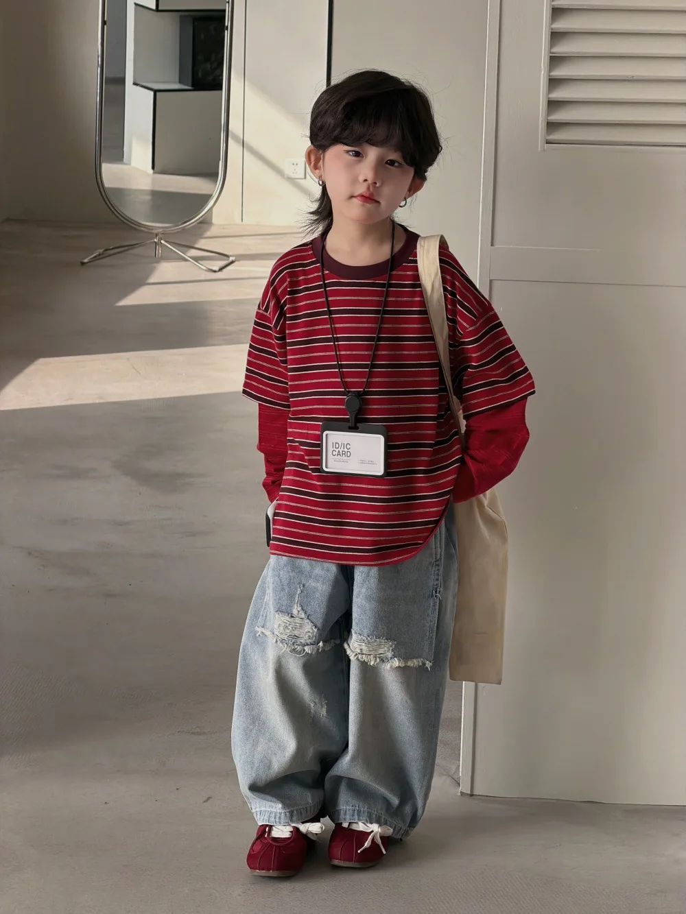 2026 Spring Boys Ripped Jeans Fashion Loose Children's Casual Trousers Korean-style Girls Broken Holes Straight Leg Denim Pants