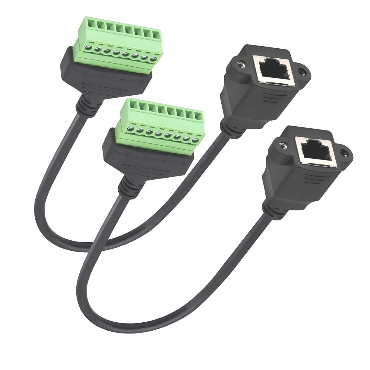RJ45 Female to 8-Pin Screw Terminal Breakout Cable 8P8C Solderless Terminal Block Adapter for Cat5e/Cat6 Gigabit Ethernet Wiring
