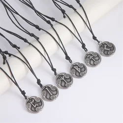 EUEAVAN Retro Mysterious Runes Necklace Viking Jewelry Rope Chain Adjustable Necklaces Stainless Steel Pendant Amulet Jewelry