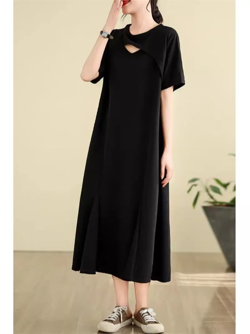 Robe t-shirt en queue de poisson pour femme, robe astronomique creuse, vêtements décontractés à manches courtes, été 2024, nouveau, K561