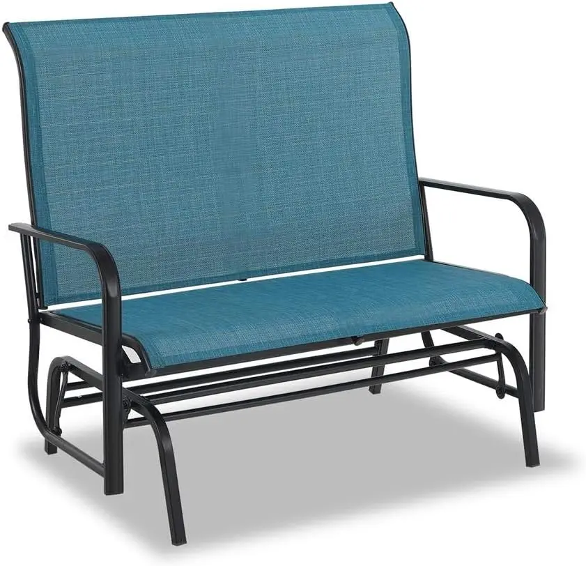 

Outdoor Glider Rocking Bench Chair Clearance for 2 Person, Patio Loveseat Gliders with 42" High Back for Outside Lawn Garden