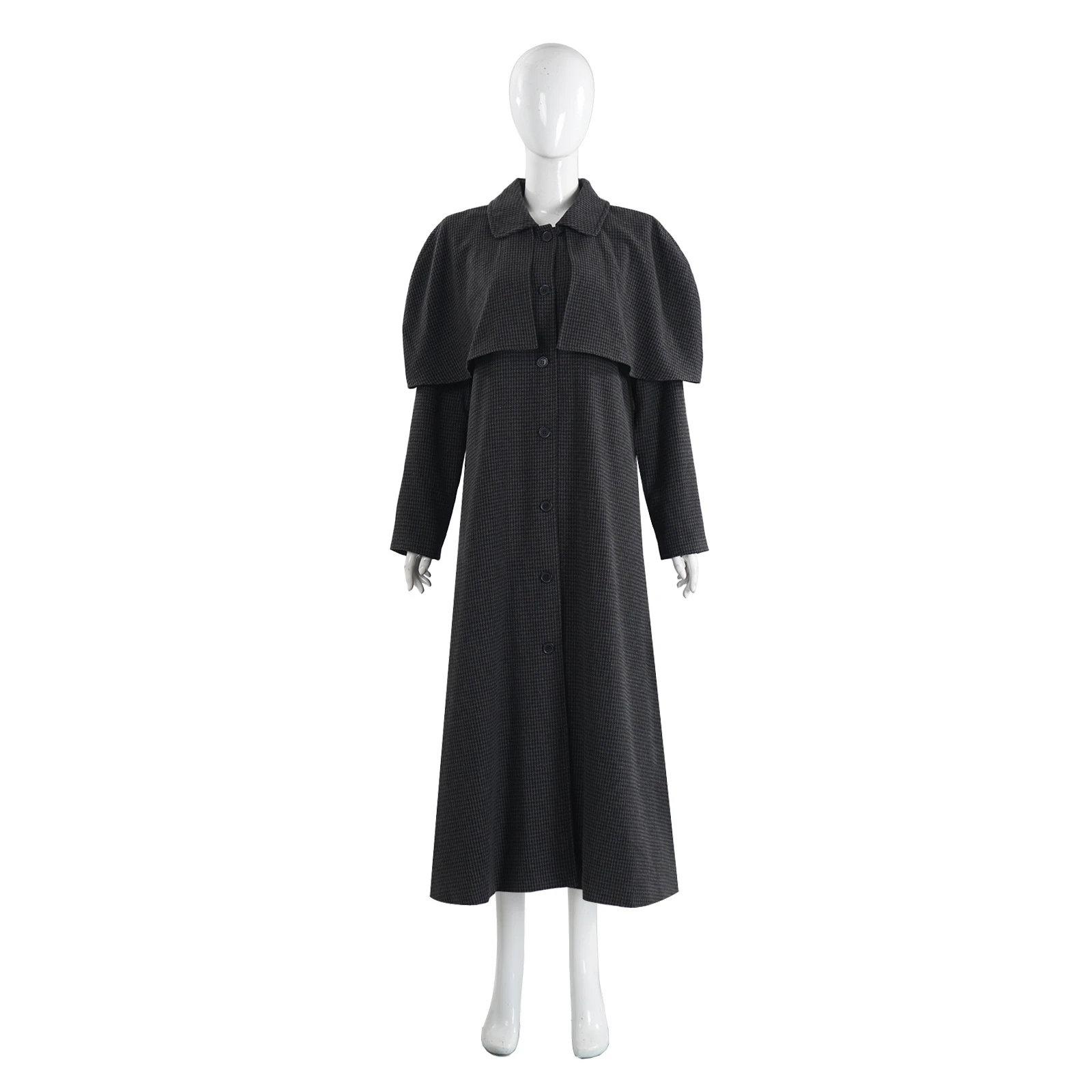 

Morticia Cosplay Costume Adult Black Trench Coat Windbreaker Retro Gothic Woolen Coat Halloween Carnival Uniform