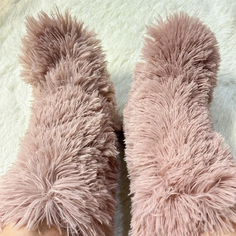 House Slipper Women Winter Warm Thick Fur Skid Grip Cute Funny Indoor Home Kawai Flat Furry Room Fluffy Shoe Female Floor Plush