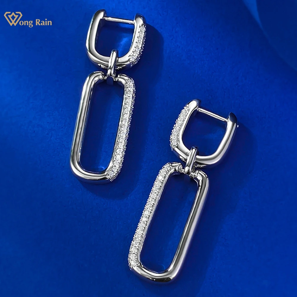 

Wong Rain 100% 925 Sterling Silver Sparkling Lab Sapphire Gemstone Personality Drop Earrings for Women Fine Jewelry Wholesale