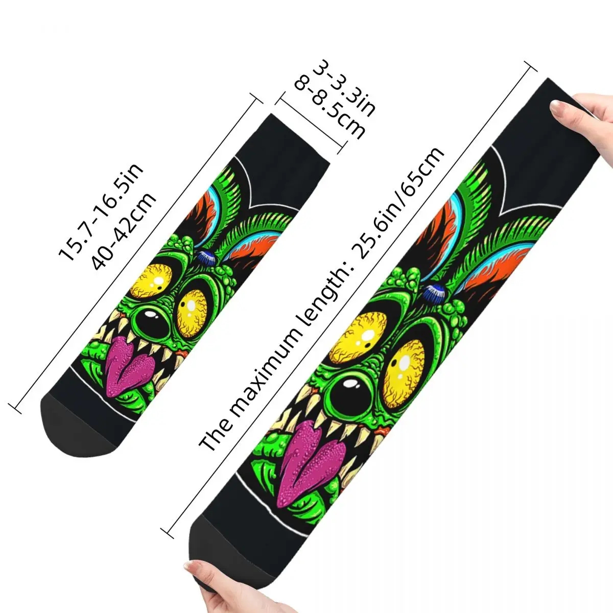 Hip Hop Retro Rat Fink Face Crazy Men\'s Socks Tales of the Rat Fink Unisex Harajuku Pattern Printed Funny Happy Crew Sock Boys