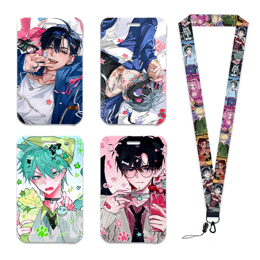 Japanese S Card Holder Neck Strap Glitter Acrylic Badge Reel Clip Waterproof Dustproof Outdoor Staff Work Holder School Bus