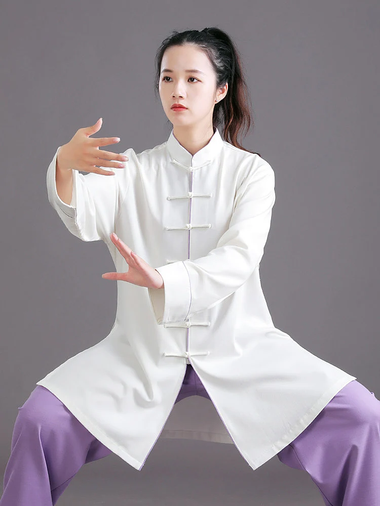 New Unisex Spring Autumn Premium Hemp Three-Color Block Martial Arts Performance Competition Tai Chi Costume for Daily Practice