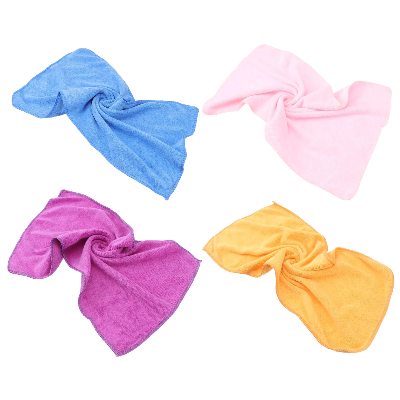 4Pcs Bamboo Fiber Towels High-Quality Material Durable Long-Lasting Use Unisex Simple Pattern Fashion Style Drooling Protection