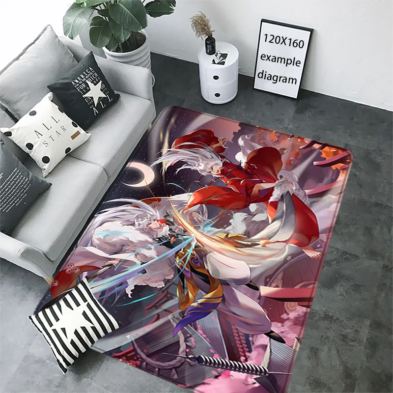 Children Cartpet Living Room Inuyasha Rugs Foot Carpets Entrance Doormat Kawaii Rug Floor Mats Non-slip Mat Home Kitchen Decor