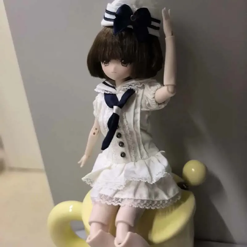 Bjd Doll's Clothing for Ob22Ob24 Simple Summer Short Sleeved Dress Cute Doll Accessories Navy Dolls Toys Clothes Set No Doll view 3