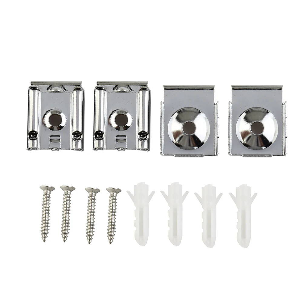 New Glass Bracket Glass Bracket Screws Silver Wall Hanging 4pcs Chrome Chrome Metal Mirror Mounting Hanger Clamp