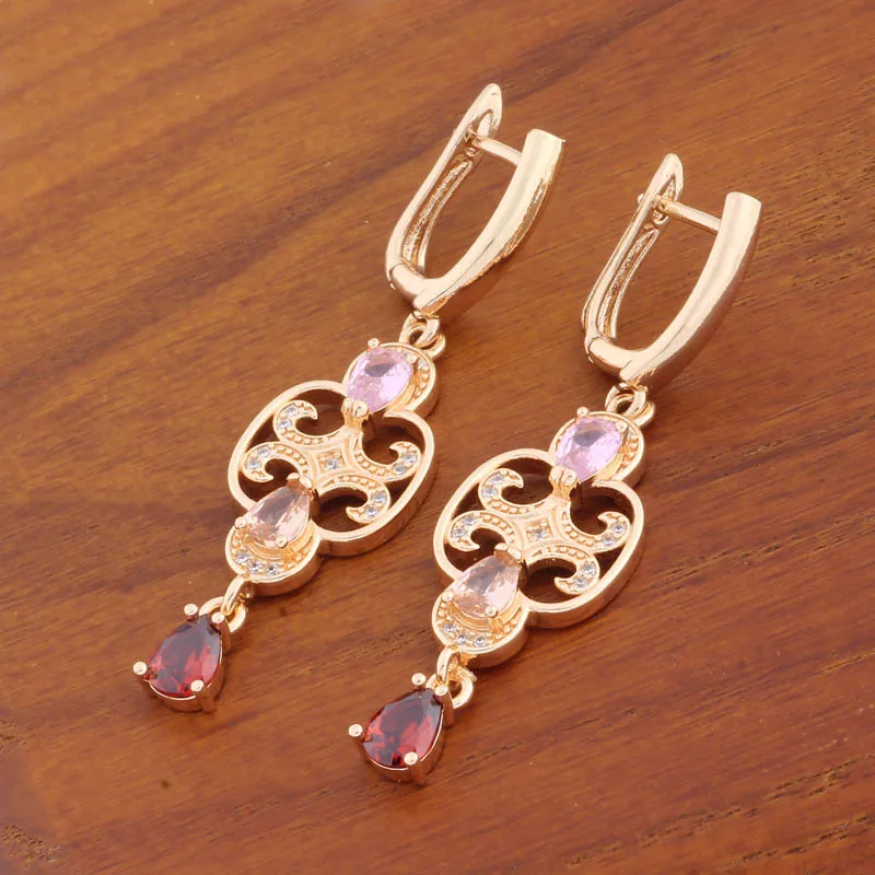 New Arrival Luxury Quality Vintage Jewelry Natural Zircon Elegant Earrings For Women Gold Color Dangle Earrings Daily Jewelry image 3