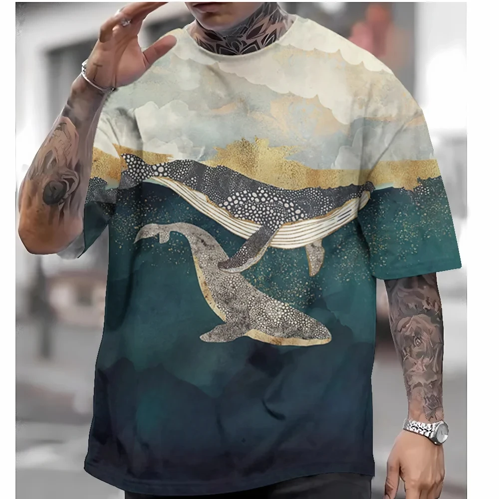 Summer New Beach Street Japanese Ukiyo-e 3D Printed Men\'s T-shirt Harajuku Fashion Crew Neck Hip-hop Men\'s Short Sleeve Tee Tops