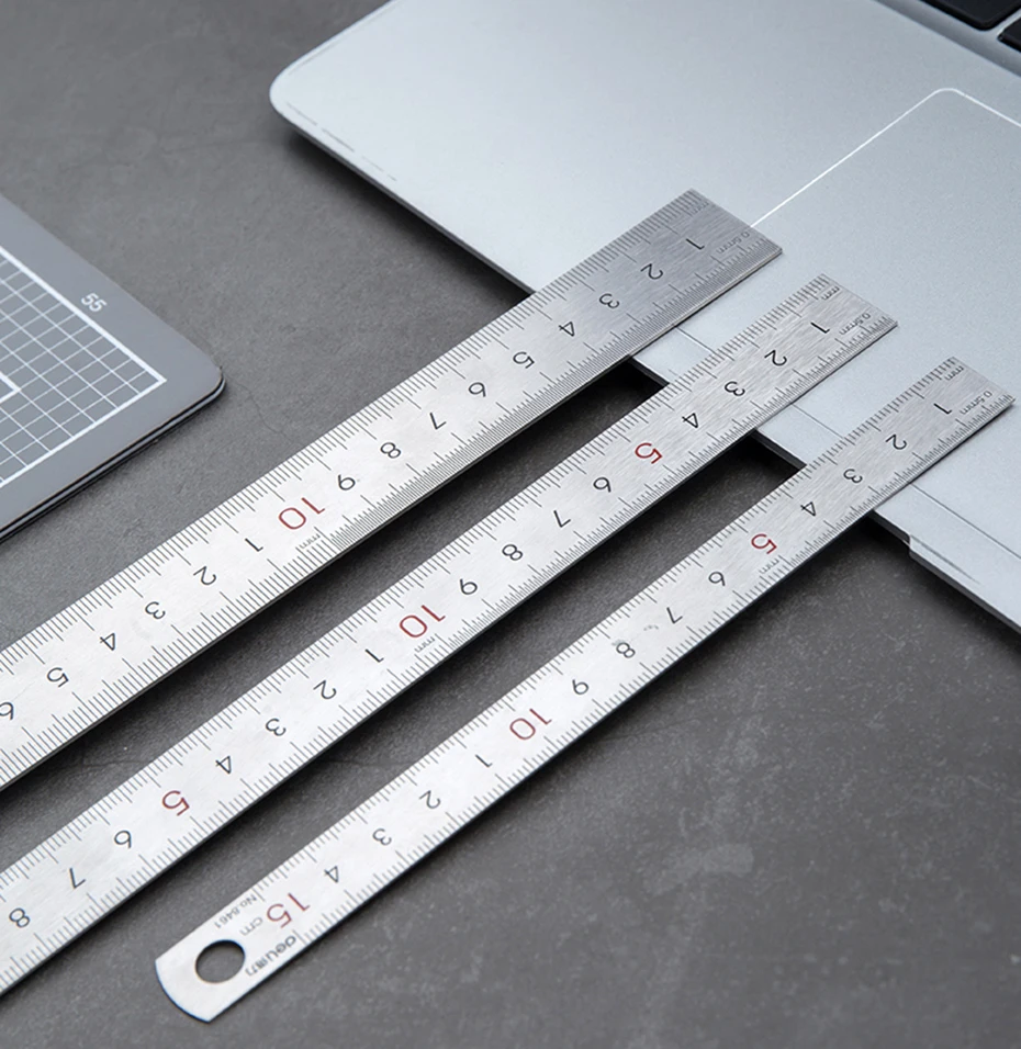 Deli Edelstahl-Metall-Lineal 15/20/30cm Gerade Lineale für Schulkinder Präzisionsmess- und Zeichenwerkzeug – Detail 5