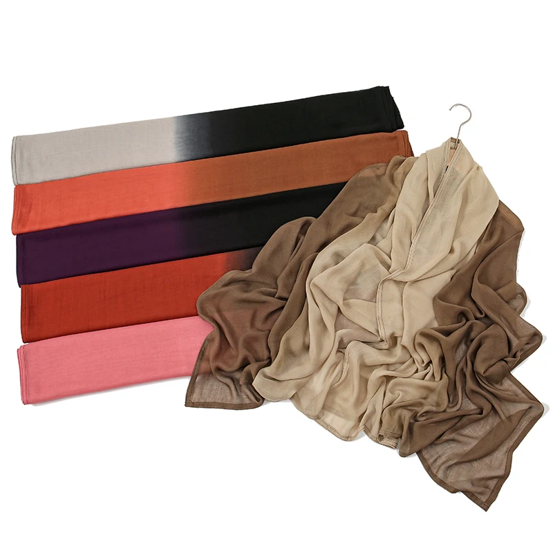 Premium Gradient Rayon Cotton Hijabs Modal Muslim Ramadan Headband Shawls For Women Big Size Headscarf Wraps Musulman Turban