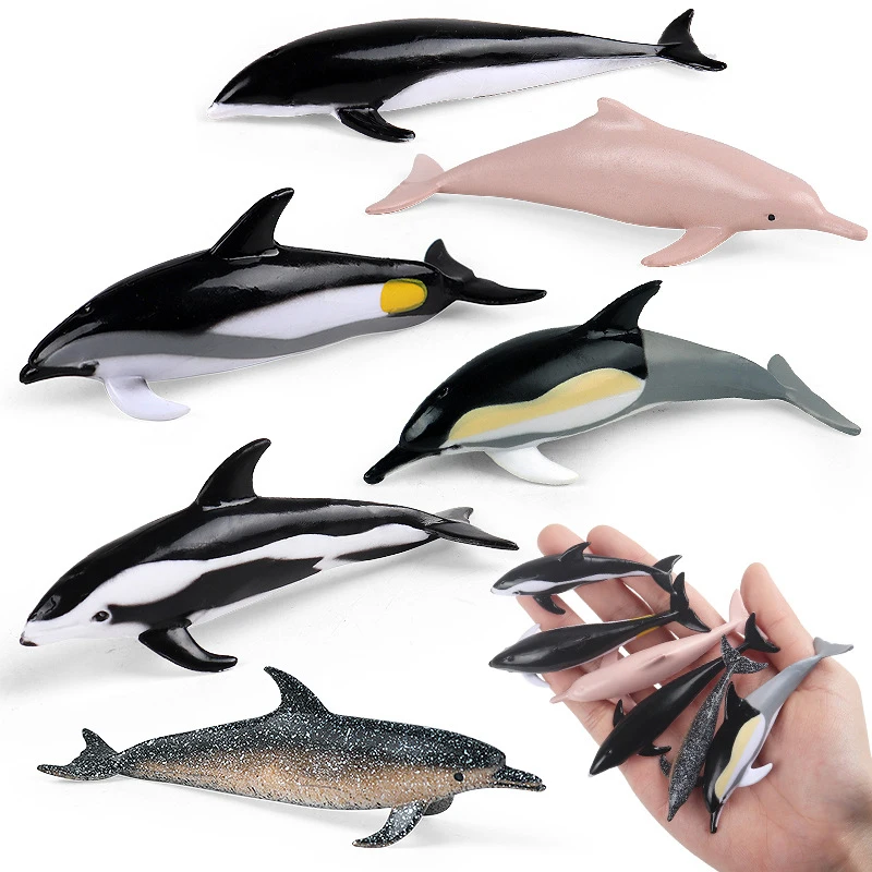 6pcs Mini Dolphin Figurine Sea Animal Simulation Model Pink Dolphin Speckle Dolphin Action Figure Toy for Children Gift