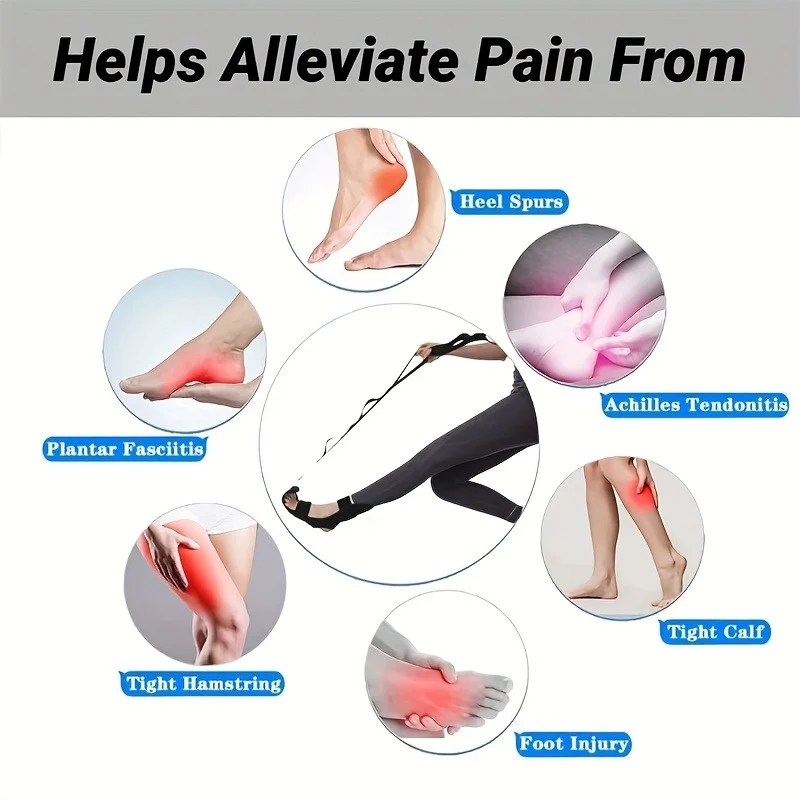 Adjustable Thickened Oxford Cloth Foot and Leg Stretcher(with Ankle Strap)- Calf, Achilles Tendon, Hamstring, and Hip Flexor Stretcher, Suitable for Gym, Pilates, and Body Relaxation- Unisex(Black)