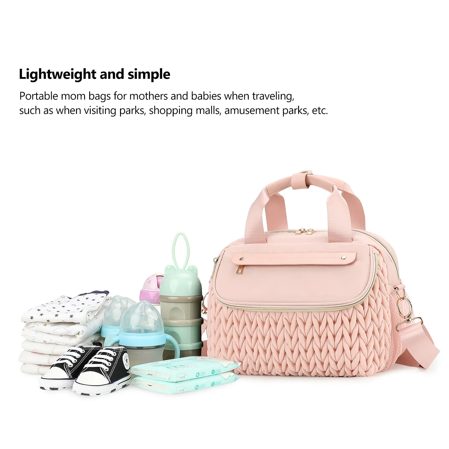 New Quilted Mommy Bag, Portable & Crossbody for Outings, Hospital Labor Bag, Large Capacity Multifunctional Maternity Bag