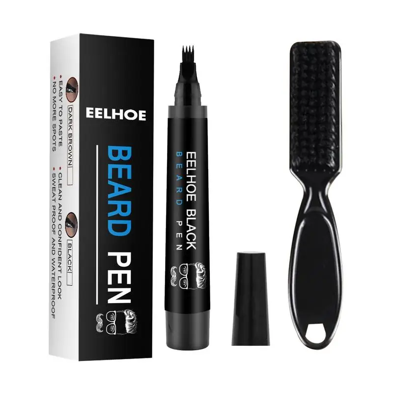 

New Men Beard Filling Pen Waterproof Male Beard Pen Natural Finish Long Lasting Beard Pencil Filler Four Prong Beard Filler