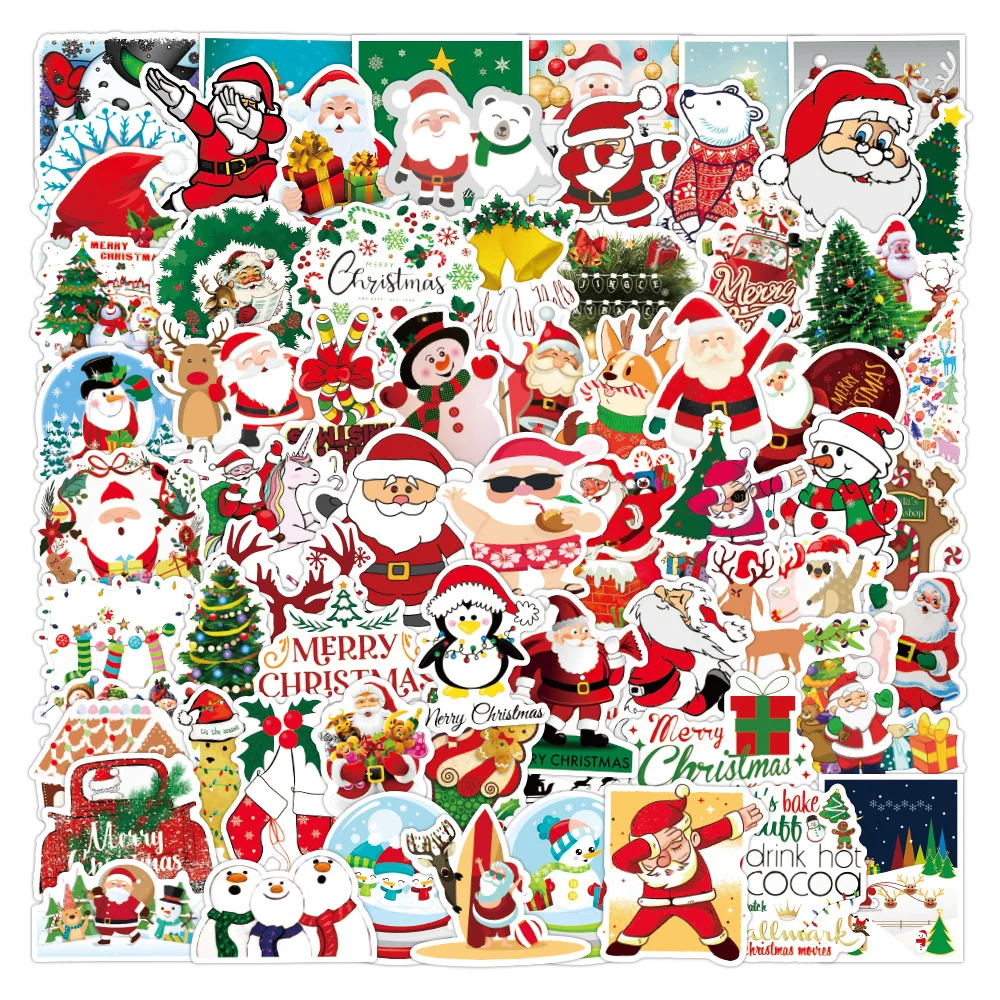 50PCS Cartoon Christmas Stickers Graffiti Luggage Computer Car Guitar DIY Scrapbook Wall Sticker Toys Decoration