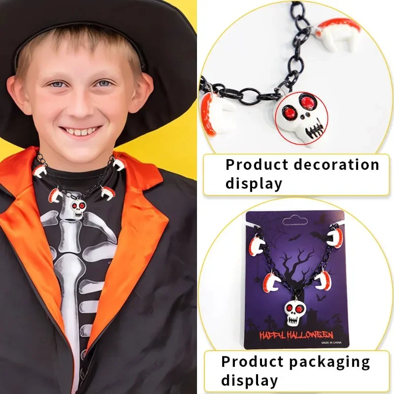 Halloween Pumpkin Ghost Necklace Halloween Masquerade Party Line Decoration Supplies Creative Resin Pendant Jewelry Necklace New