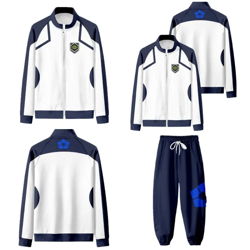 Anime Blue Lock Blue Prison Charakter-Verkleidungs-T-Shirt mit Reißverschluss am Hals, Unisex-Kapuzenpullover