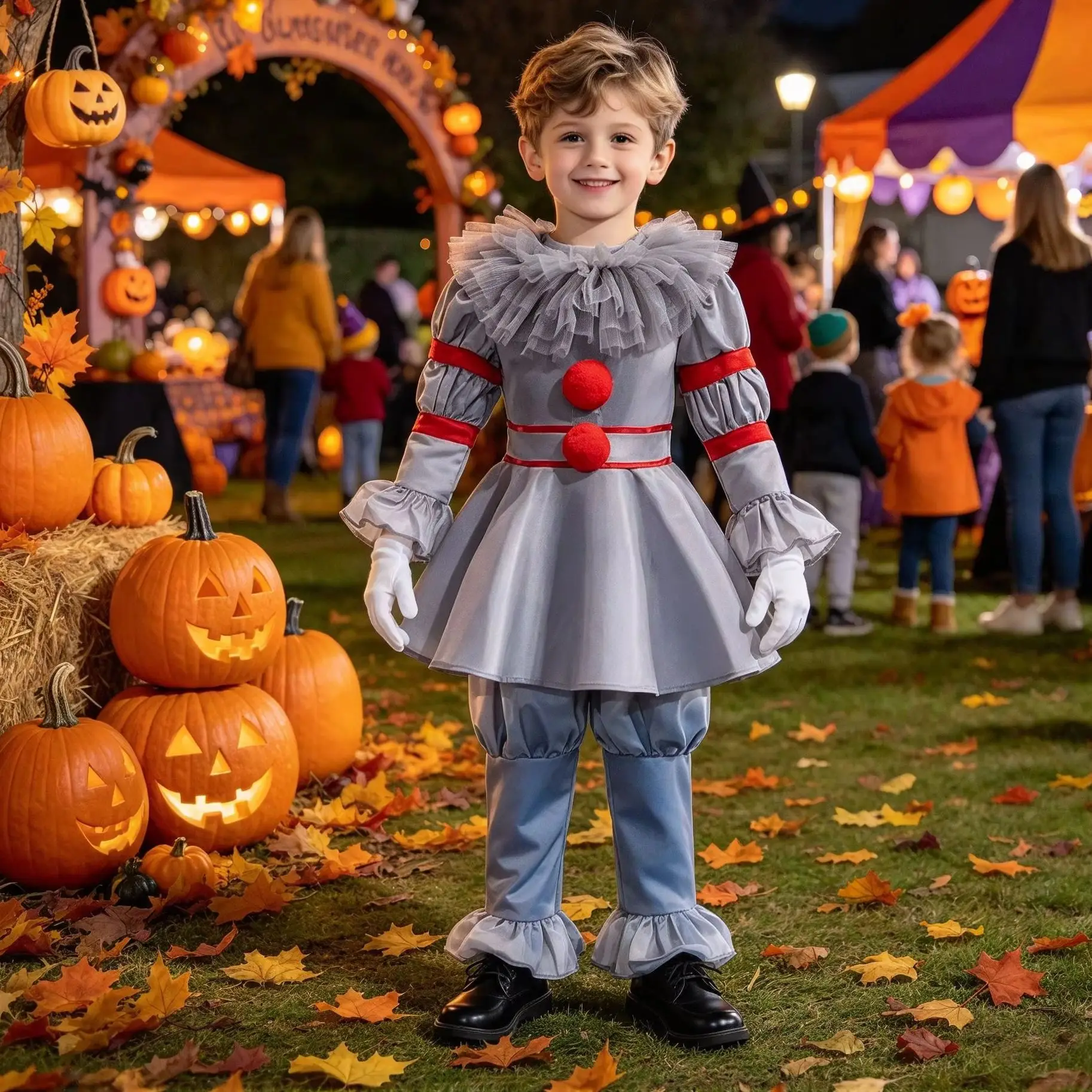 Children Joker Sets Clothing Halloween Carnival Boys Girls Birthday Party Dresses Clown Cosplay Costume Stage Performance Suits